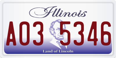IL license plate A035346