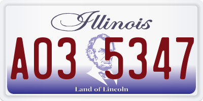 IL license plate A035347