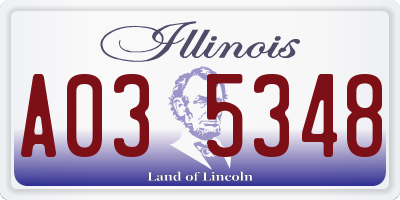 IL license plate A035348