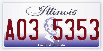IL license plate A035353