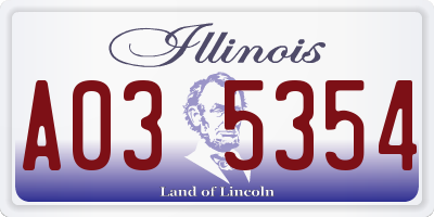 IL license plate A035354