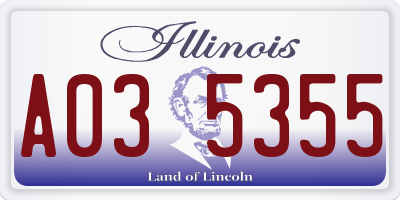 IL license plate A035355