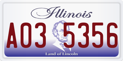 IL license plate A035356