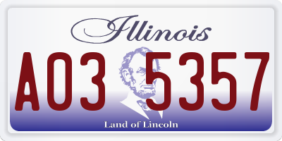 IL license plate A035357