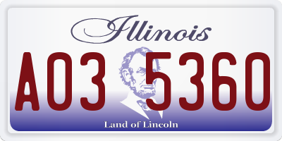 IL license plate A035360