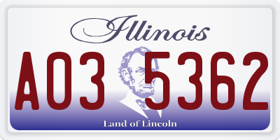 IL license plate A035362