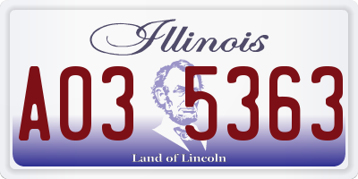 IL license plate A035363