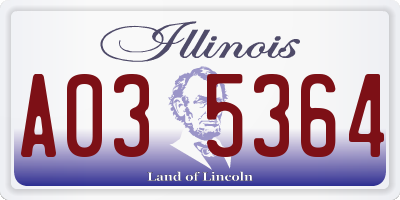 IL license plate A035364
