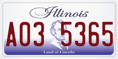 IL license plate A035365