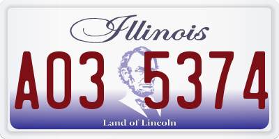 IL license plate A035374
