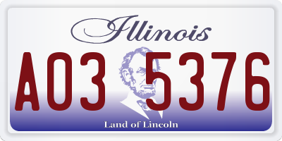 IL license plate A035376