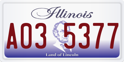 IL license plate A035377