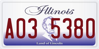 IL license plate A035380