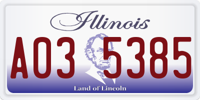 IL license plate A035385