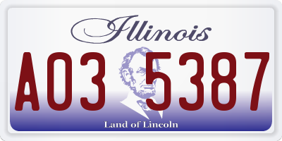 IL license plate A035387