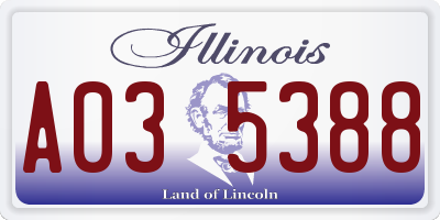 IL license plate A035388