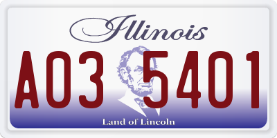 IL license plate A035401