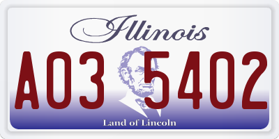 IL license plate A035402