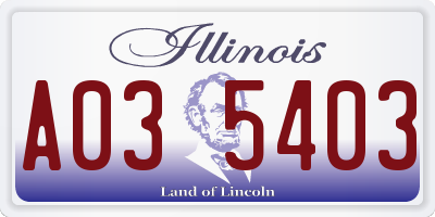 IL license plate A035403
