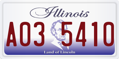 IL license plate A035410