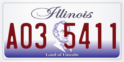 IL license plate A035411