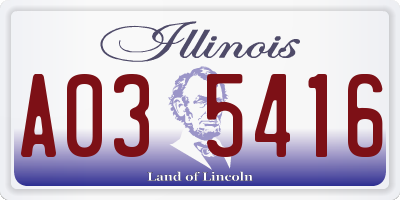 IL license plate A035416