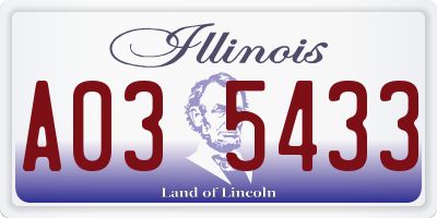 IL license plate A035433