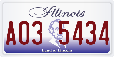 IL license plate A035434