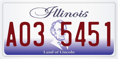 IL license plate A035451