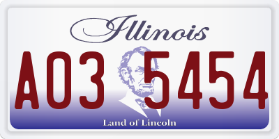 IL license plate A035454
