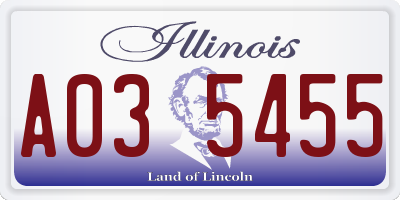 IL license plate A035455