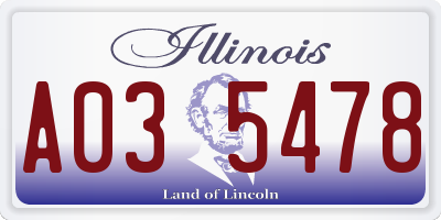 IL license plate A035478