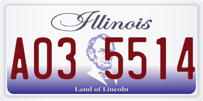 IL license plate A035514