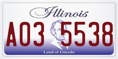 IL license plate A035538