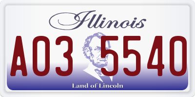 IL license plate A035540