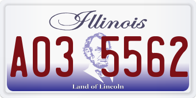 IL license plate A035562