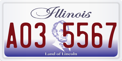 IL license plate A035567