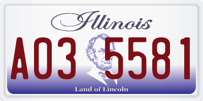 IL license plate A035581