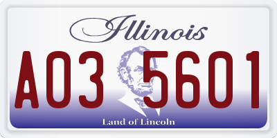 IL license plate A035601