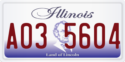 IL license plate A035604