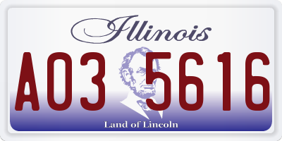 IL license plate A035616