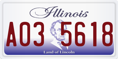 IL license plate A035618