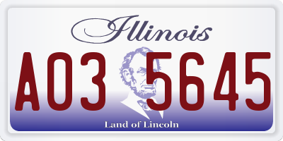 IL license plate A035645