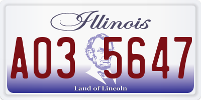 IL license plate A035647