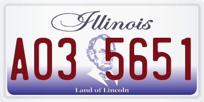 IL license plate A035651