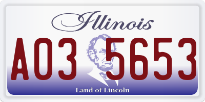 IL license plate A035653