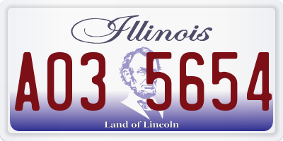 IL license plate A035654