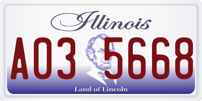 IL license plate A035668