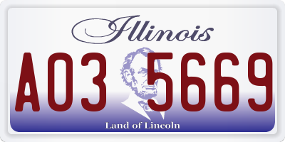 IL license plate A035669