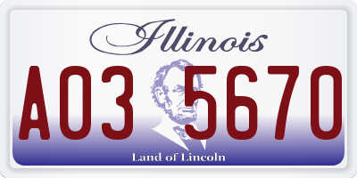 IL license plate A035670